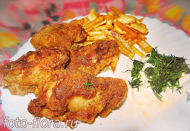 куриные крылыя KFC в хрустящей панировке дома приготовленные вкусно